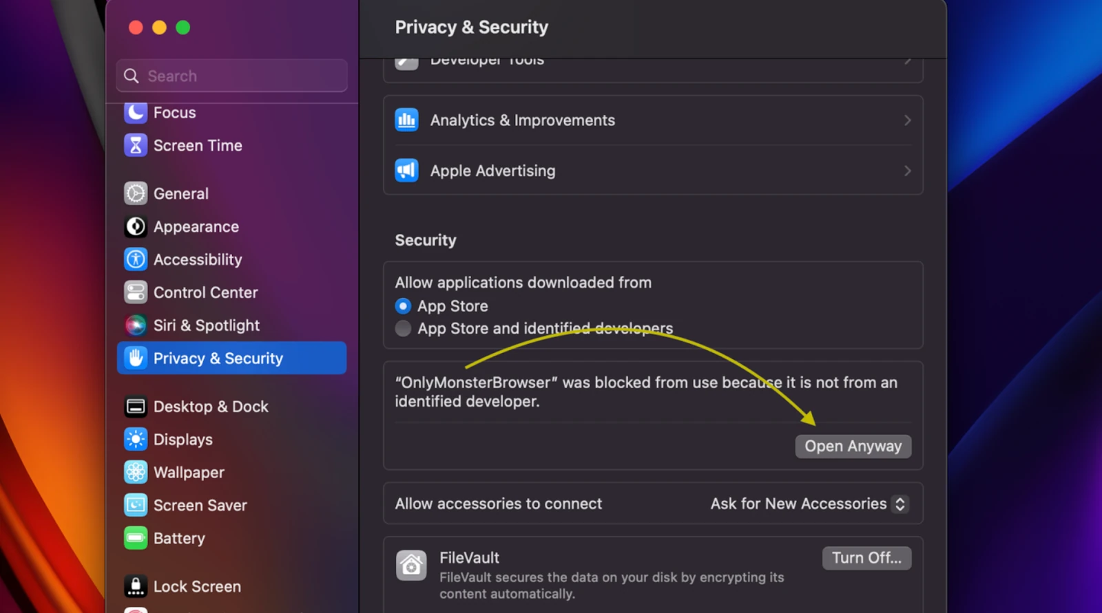 macOS Security & Privacy — Open Anyway
